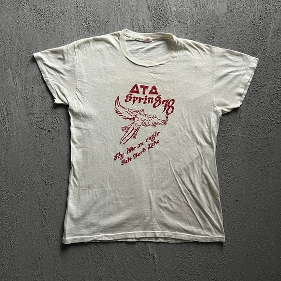 Hanes Other - Vintage Hanes Shirt Large White 70s ATA Fraternity Salt Fork Lake USA